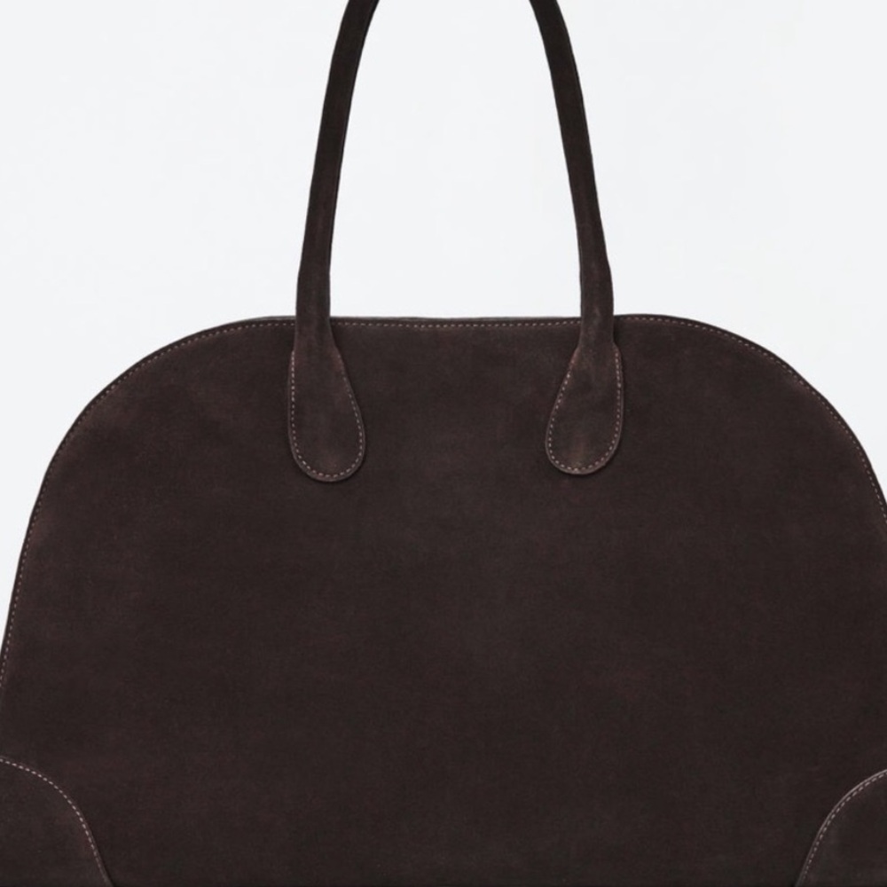 COS Dark Brown Suede Tote Bowling Bag - Picture 6 of 6